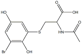 2-Acetylamino-3-(3-bromo-2,5-dihydroxyphenylthio)propionic acid,,结构式