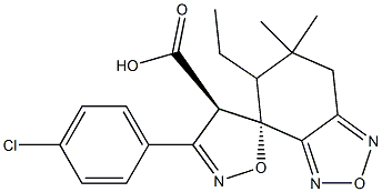 (4R,5S)-6',7'-Dihydro-6',6'-dimethyl-3-(4-chlorophenyl)spiro[isoxazole-5(4H),4'(5'H)-[2,1,3]benzoxadiazole]-4-carboxylic acid ethyl ester,,结构式