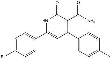 1,2,3,4-テトラヒドロ-2-オキソ-4-(4-メチルフェニル)-6-(4-ブロモフェニル)ピリジン-3-カルボアミド 化学構造式