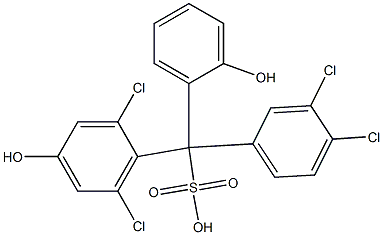 (3,4-ジクロロフェニル)(2,6-ジクロロ-4-ヒドロキシフェニル)(2-ヒドロキシフェニル)メタンスルホン酸 化学構造式