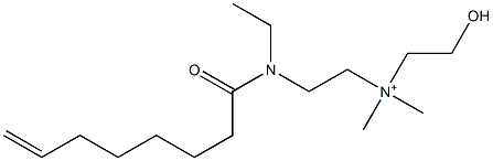 2-[N-エチル-N-(7-オクテノイル)アミノ]-N-(2-ヒドロキシエチル)-N,N-ジメチルエタンアミニウム 化学構造式