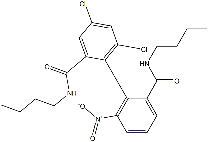 4,6-ジクロロ-6'-ニトロ-N,N'-ジブチル[1,1'-ビフェニル]-2,2'-ジカルボアミド 化学構造式