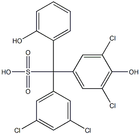 (3,5-ジクロロフェニル)(3,5-ジクロロ-4-ヒドロキシフェニル)(2-ヒドロキシフェニル)メタンスルホン酸 化学構造式