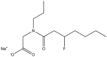 N-(3-フルオロヘプタノイル)-N-プロピルグリシンナトリウム 化学構造式