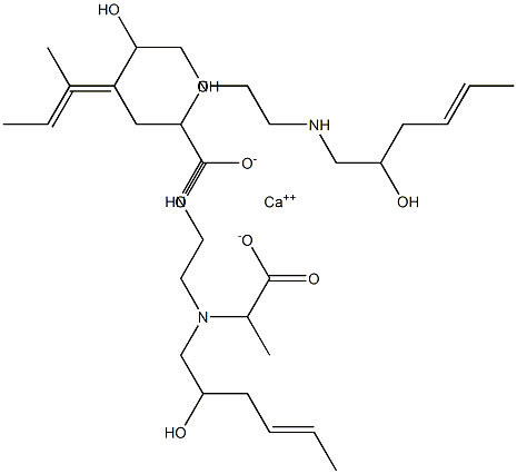 Bis[2-[N-(2-hydroxy-4-hexenyl)-N-[2-(2-hydroxy-4-hexenylamino)ethyl]amino]propionic acid]calcium salt Structure