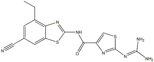 2-(Diaminomethyleneamino)-N-(6-cyano-4-ethyl-2-benzothiazolyl)thiazole-4-carboxamide Structure