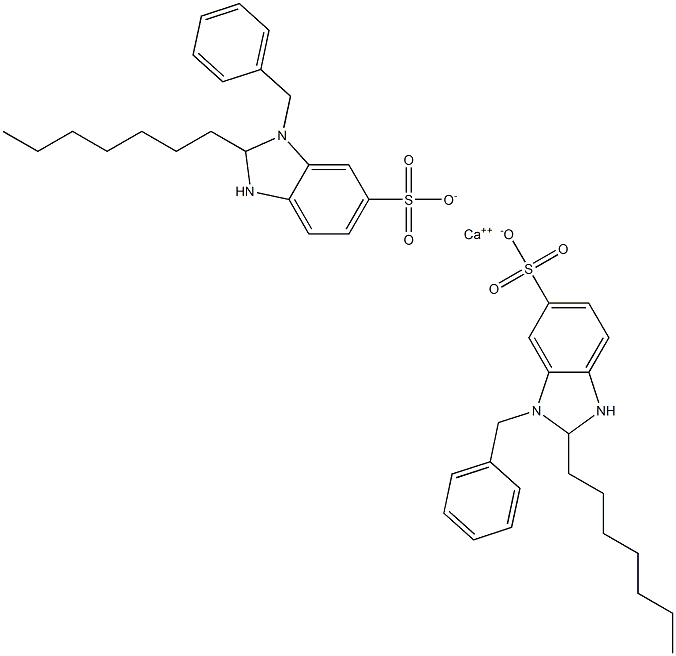 Bis(1-benzyl-2-heptyl-2,3-dihydro-1H-benzimidazole-6-sulfonic acid)calcium salt 结构式