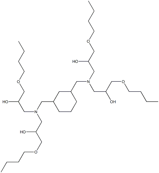 1,3-ビス[ビス(2-ヒドロキシ-3-ブトキシプロピル)アミノメチル]シクロヘキサン 化学構造式