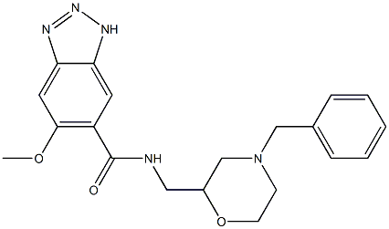 N-(4-ベンジルモルホリン-2-イルメチル)-5-メトキシ-1H-ベンゾトリアゾール-6-カルボアミド 化学構造式