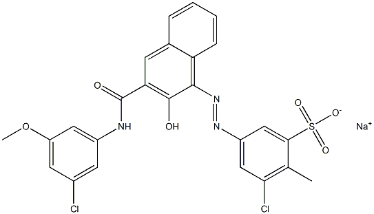 3-Chloro-2-methyl-5-[[3-[[(3-chloro-5-methoxyphenyl)amino]carbonyl]-2-hydroxy-1-naphtyl]azo]benzenesulfonic acid sodium salt,,结构式