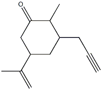 2-メチル-5-(1-メチルエテニル)-3-(2-プロピニル)シクロヘキサノン 化学構造式