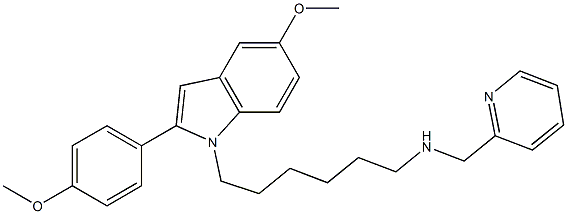 5-Methoxy-2-(4-methoxyphenyl)-1-[6-[(2-pyridinylmethyl)amino]hexyl]-1H-indole,,结构式
