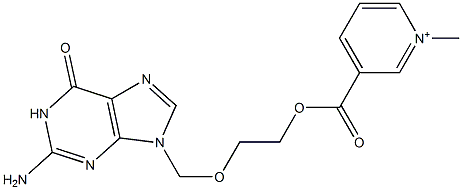 3-[2-[(2-Amino-6,9-dihydro-6-oxo-1H-purin)-9-ylmethoxy]ethoxycarbonyl]-1-methylpyridinium Struktur