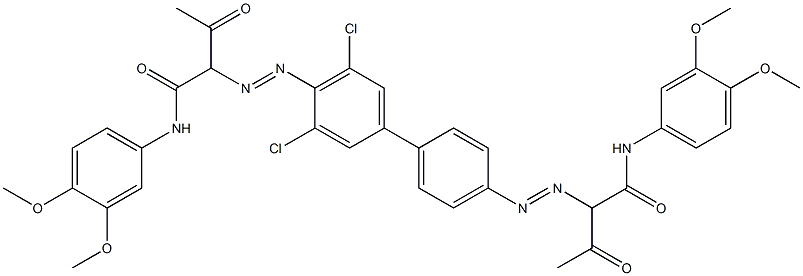 4,4'-Bis[[1-(3,4-dimethoxyphenylamino)-1,3-dioxobutan-2-yl]azo]-3,5-dichloro-1,1'-biphenyl,,结构式