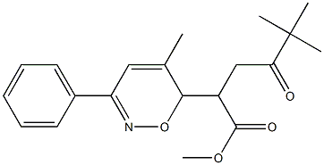 3-Pivaloyl-2-[5-methyl-3-phenyl-6H-1,2-oxazin-6-yl]propionic acid methyl ester,,结构式