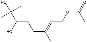 (E)-2,6-Dimethyl-8-acetoxy-6-octene-2,3-diol,,结构式