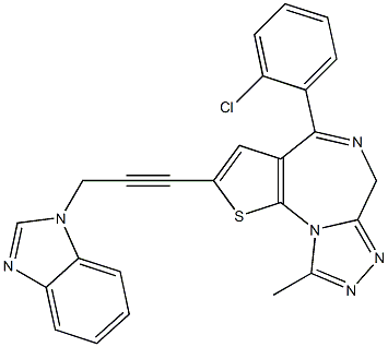 4-(2-Chlorophenyl)-9-methyl-2-[3-(1H-benzimidazol-1-yl)-1-propynyl]-6H-thieno[3,2-f][1,2,4]triazolo[4,3-a][1,4]diazepine