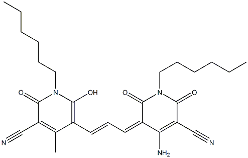 5-[3-[(5-Cyano-1-hexyl-1,6-dihydro-2-hydroxy-4-methyl-6-oxopyridin)-3-yl]-2-propenylidene]-1-hexyl-1,2,5,6-tetrahydro-4-amino-2,6-dioxo-3-pyridinecarbonitrile