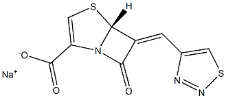 (5R)-7-Oxo-6-[(1,2,3-thiadiazol-4-yl)methylene]-4-thia-1-azabicyclo[3.2.0]hept-2-ene-2-carboxylic acid sodium salt Structure