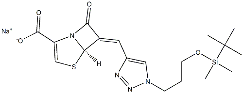 (5R,6Z)-6-[[1-[3-(tert-Butyldimethylsiloxy)propyl]-1H-1,2,3-triazol-4-yl]methylene]-7-oxo-4-thia-1-azabicyclo[3.2.0]hept-2-ene-2-carboxylic acid sodium salt Structure