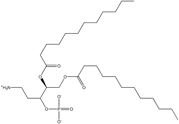 りん酸(2-アンモニオエチル)[(S)-2,3-ジ(ドデカノイルオキシ)プロピル] 化学構造式