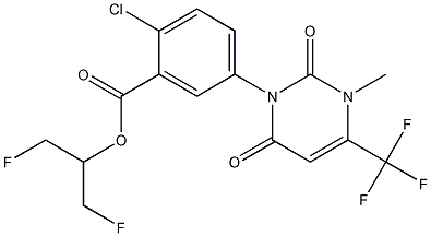 2-クロロ-5-[[4-(トリフルオロメチル)-2,6-ジヒドロ-3-メチル-2,6-ジオキソピリミジン]-1(3H)-イル]安息香酸2-フルオロ-1-(フルオロメチル)エチル 化学構造式