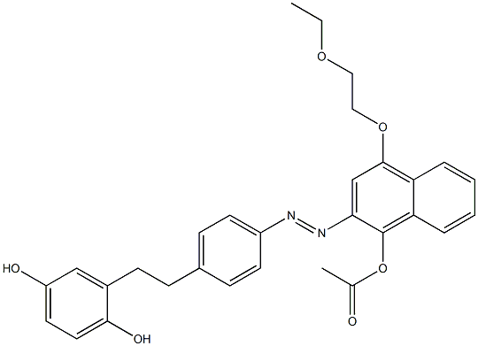 Acetic acid 4-(2-ethoxyethoxy)-2-[4-(2,5-dihydroxyphenethyl)phenylazo]-1-naphtyl ester Structure
