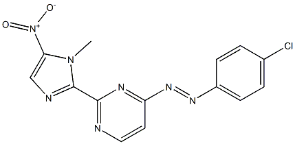 4-(p-クロロフェニルアゾ)-2-(1-メチル-5-ニトロ-1H-イミダゾール-2-イル)ピリミジン 化学構造式