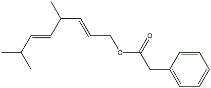Phenylacetic acid 4,7-dimethyl-2,5-octadienyl ester Structure