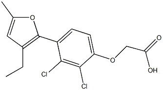 [4-[3-エチル-5-メチルフラン-2-イル]-2,3-ジクロロフェノキシ]酢酸 化学構造式