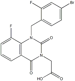 1-(4-Bromo-2-fluorobenzyl)-1,2,3,4-tetrahydro-8-fluoro-2,4-dioxoquinazoline-3-acetic acid,,结构式