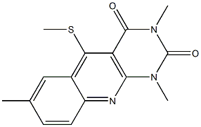 1,3,7-トリメチル-5-(メチルチオ)ピリミド[4,5-b]キノリン-2,4(1H,3H)-ジオン 化学構造式
