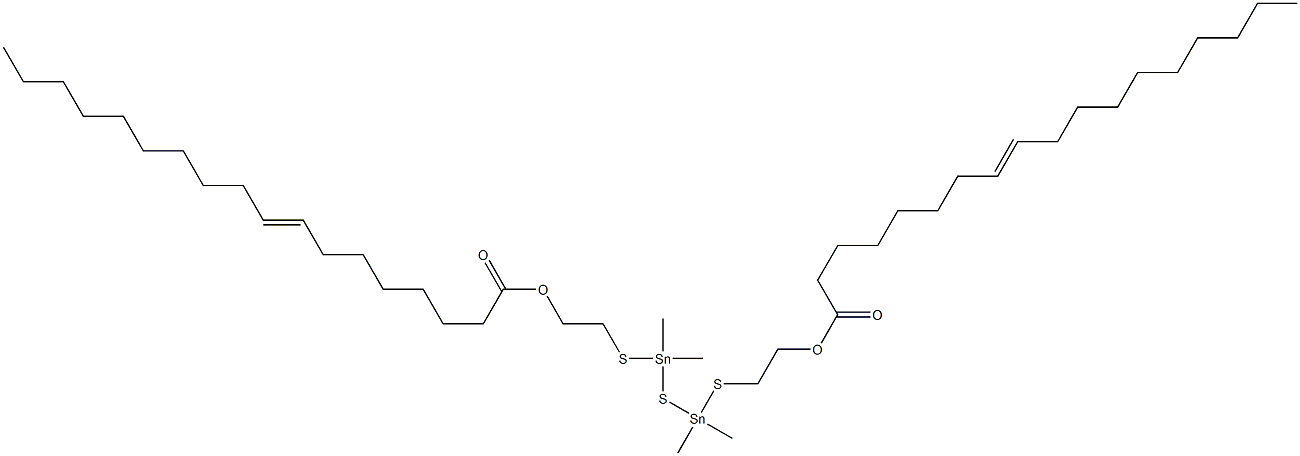 ビス[ジメチル[[2-(7-ヘプタデセニルカルボニルオキシ)エチル]チオ]スタンニル]スルフィド 化学構造式