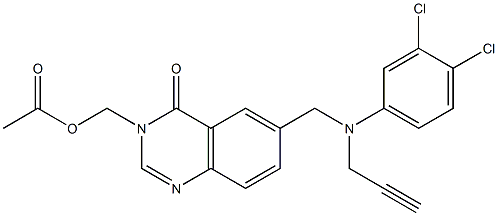 3-Acetyloxymethyl-6-[N-(3,4-dichlorophenyl)-N-(2-propynyl)aminomethyl]quinazolin-4(3H)-one Structure
