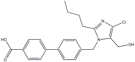 4'-[(2-Butyl-4-chloro-5-hydroxymethyl-1H-imidazol-1-yl)methyl]-1,1'-biphenyl-4-carboxylic acid,,结构式