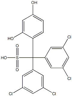 ビス(3,5-ジクロロフェニル)(2,4-ジヒドロキシフェニル)メタンスルホン酸 化学構造式