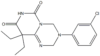 9,9-ジエチル-3-(3-クロロフェニル)-3,4-ジヒドロ-2H-ピリミド[1,6-a]-1,3,5-トリアジン-6,8(7H,9H)-ジオン 化学構造式