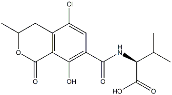N-[(5-Chloro-8-hydroxy-3-methyl-1-oxoisochroman-7-yl)carbonyl]-L-valine,,结构式
