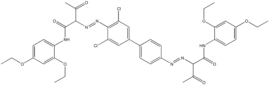 4,4'-ビス[[1-(2,4-ジエトキシフェニルアミノ)-1,3-ジオキソブタン-2-イル]アゾ]-3,5-ジクロロ-1,1'-ビフェニル 化学構造式