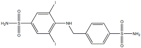 3,5-Diiodo-4-[(4-sulfamoylbenzyl)amino]benzenesulfonamide 结构式