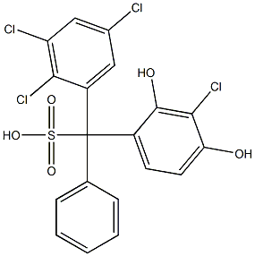 (3-Chloro-2,4-dihydroxyphenyl)(2,3,5-trichlorophenyl)phenylmethanesulfonic acid Structure