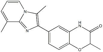 6-(3,8-ジメチル-イミダゾ[1,2-a]ピリジン-2-イル)-2-メチル-2H-1,4-ベンゾオキサジン-3(4H)-オン 化学構造式