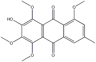 1-メトキシ-3-メチル-5-メトキシ-6-メトキシ-7-ヒドロキシ-8-メトキシ-9,10-アントラキノン 化学構造式