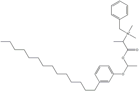 N,N-ジメチル-N-ベンジル-N-[1-[[1-(3-テトラデシルフェニルオキシ)エチル]オキシカルボニル]エチル]アミニウム 化学構造式