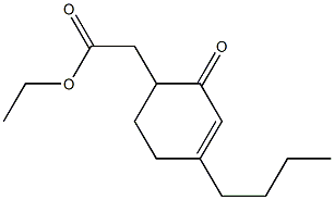 2-Oxo-4-butyl-3-cyclohexene-1-acetic acid ethyl ester Struktur