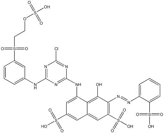 5-[4-Chloro-6-[3-[2-(sulfooxy)ethylsulfonyl]anilino]-s-triazin-2-ylamino]-4-hydroxy-3-(2-sulfophenylazo)-2,7-naphthalenedisulfonic acid Struktur