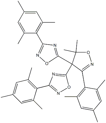 3-Mesityl-5,5-dimethyl-4,4-bis(3-mesityl-1,2,4-oxadiazol-5-yl)-2-isoxazoline Structure