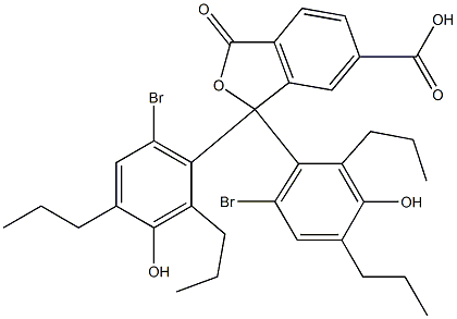 1,1-ビス(6-ブロモ-3-ヒドロキシ-2,4-ジプロピルフェニル)-1,3-ジヒドロ-3-オキソイソベンゾフラン-6-カルボン酸 化学構造式