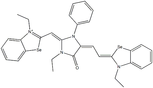 3-エチル-2-[[1-エチル-4-[2-[3-エチルベンゾセレナゾール-2(3H)-イリデン]エチリデン]-5-オキソ-3-フェニルイミダゾリジン-2-イリデン]メチル]ベンゾセレナゾール-3-イウム 化学構造式