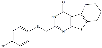 2-[[(4-Chlorophenyl)thio]methyl]-5,6,7,8-tetrahydro[1]benzothieno[2,3-d]pyrimidin-4(3H)-one,,结构式